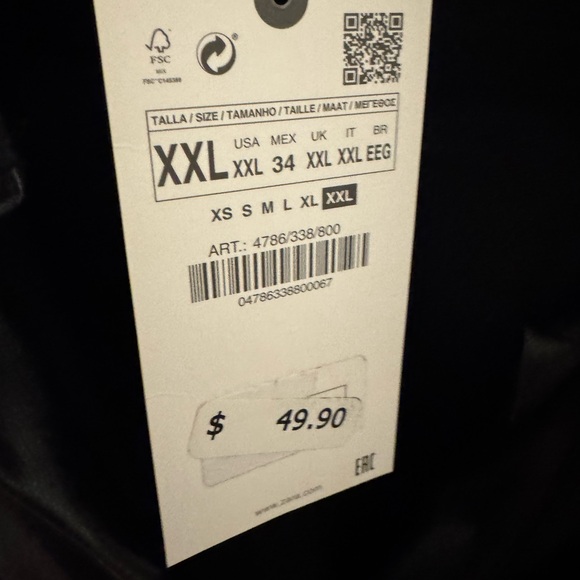 Zara Fitted Black Faux Leather Shirt - Picture 9 of 9